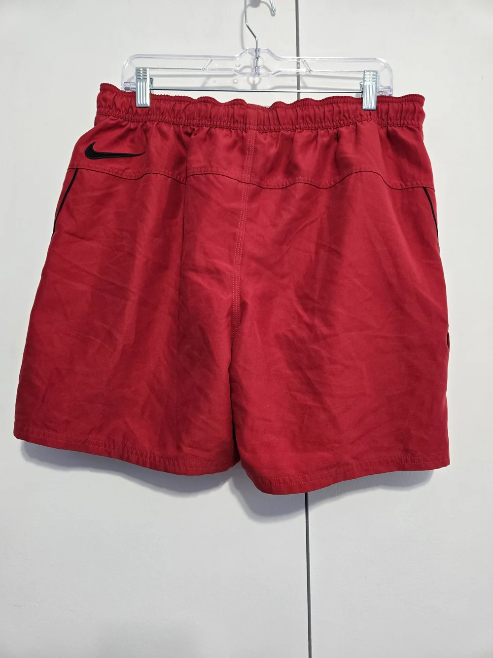 Nike Swim Red Cargo Swim Trunks Men's Large Mesh Lined Board Shorts